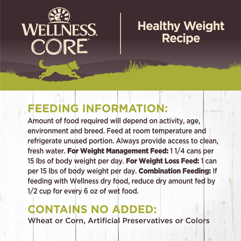 Wellness CORE Healthy Weight Pate packaging displays pack of 12 cans