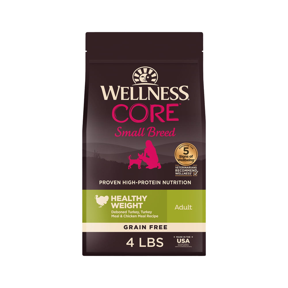 Wellness CORE healthy weight small breed bag front showing portion control for weight management