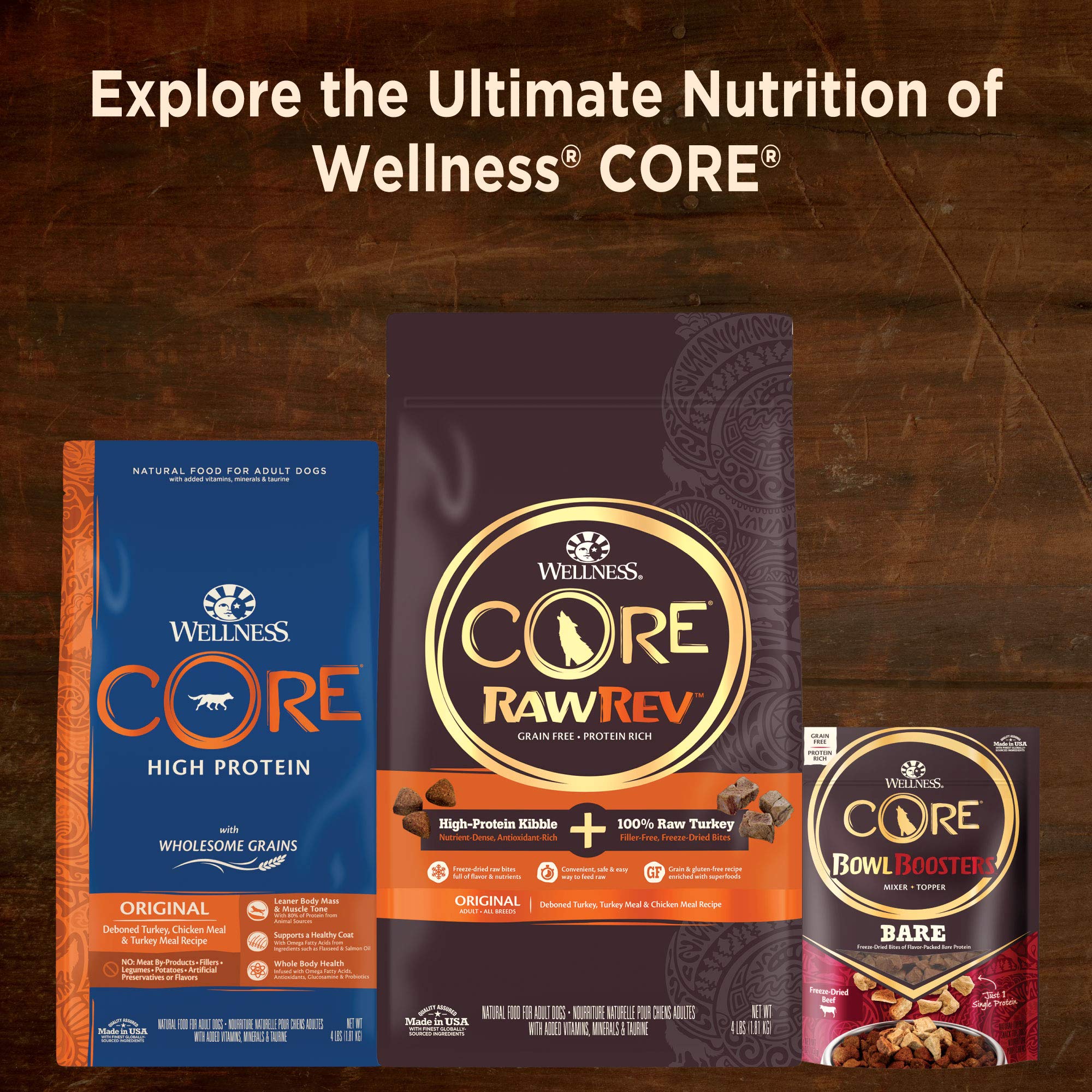Wellness CORE Hearty Cuts gravy-coated meal topper for enhanced flavor.
