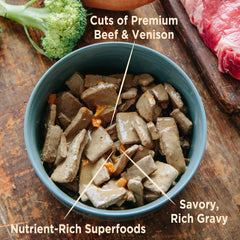 Wellness CORE Hearty Cuts in-gravy texture highlights a tasty complete meal option.