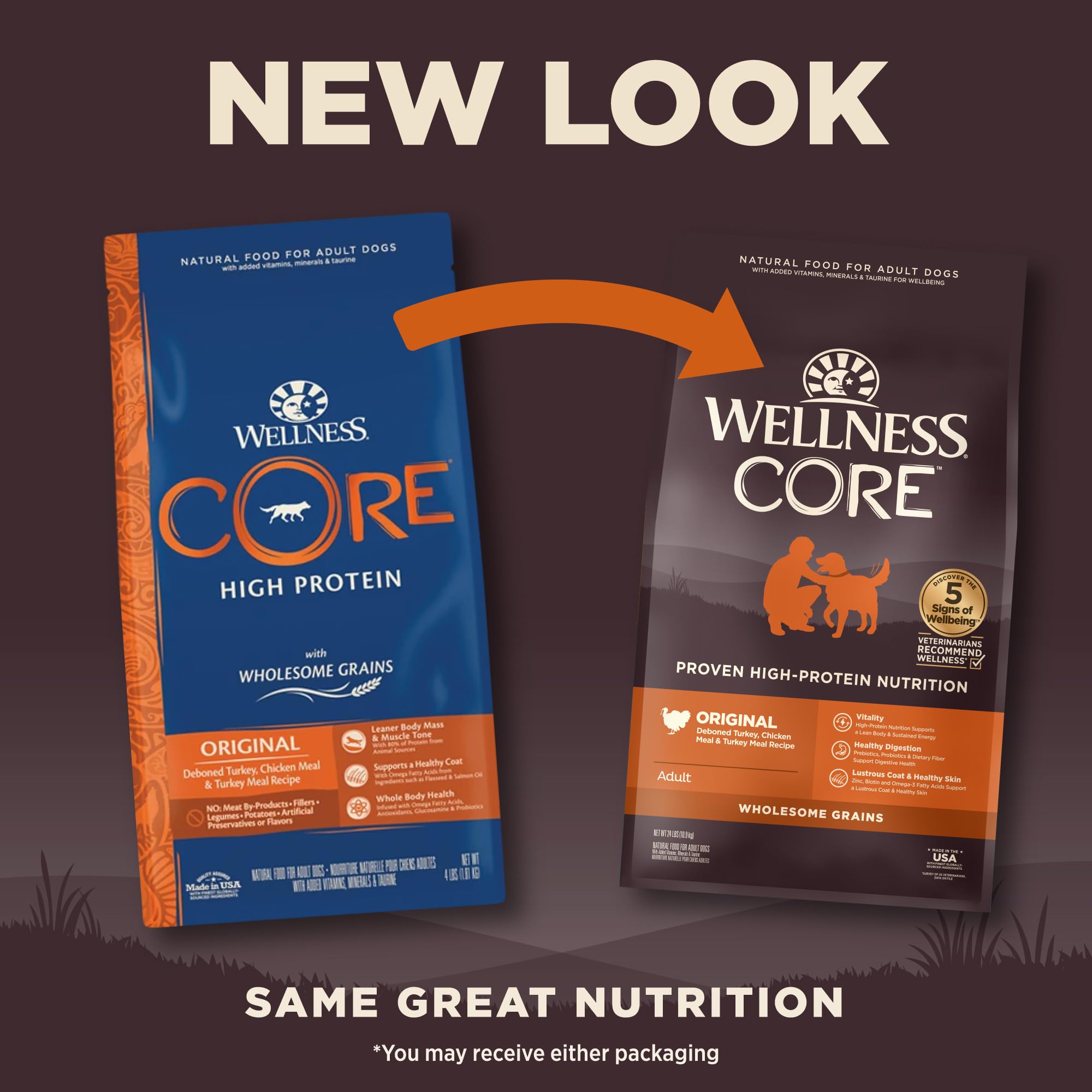 Wellness CORE ingredients flaxseed and salmon oil for a healthy coat