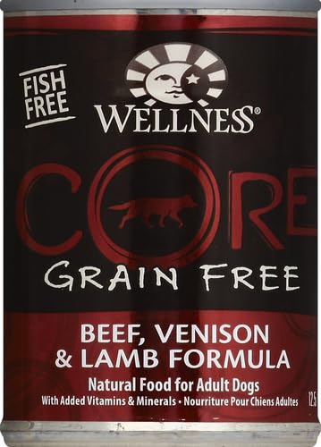 Wellness CORE packaging photo highlights no corn, wheat, or soy ingredients for sensitive dogs
