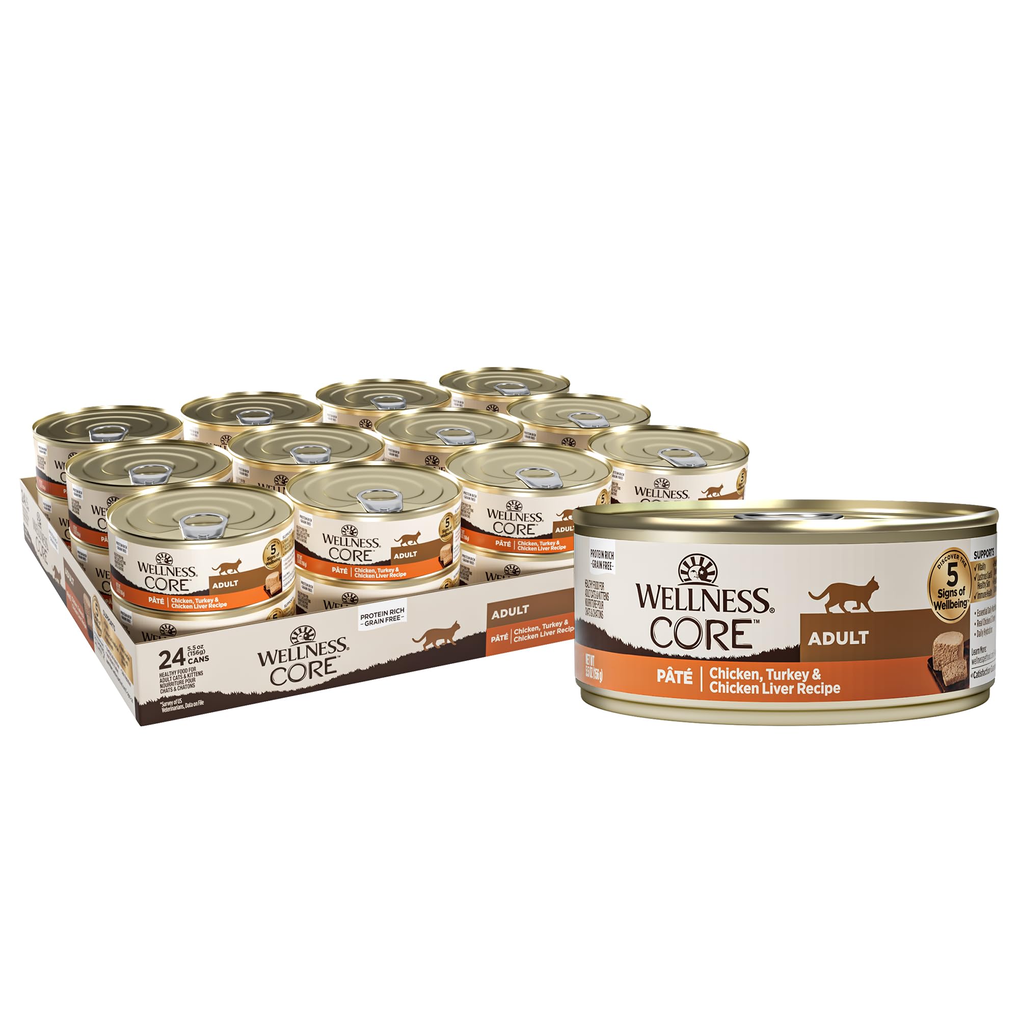 Wellness CORE+ Pate chicken indoor cat can—protein-rich meal for indoor cats.