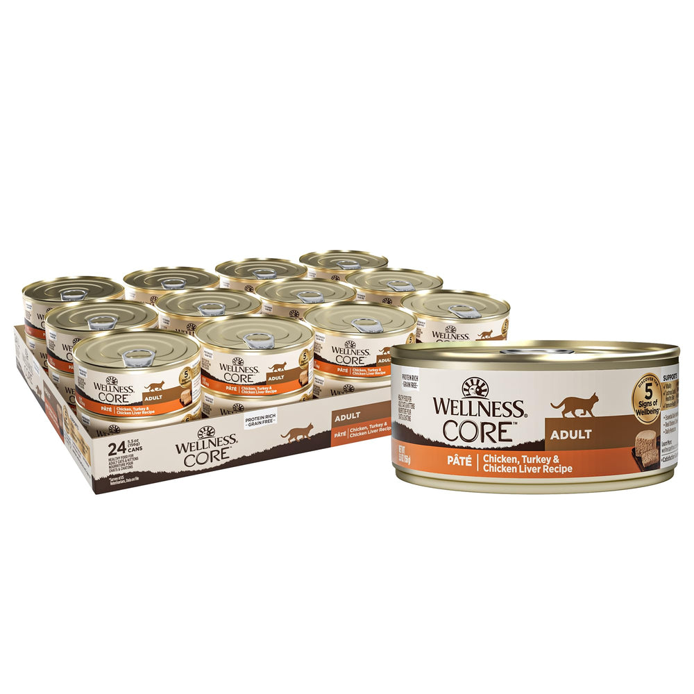 Wellness CORE+ Pate chicken indoor cat can—protein-rich meal for indoor cats.