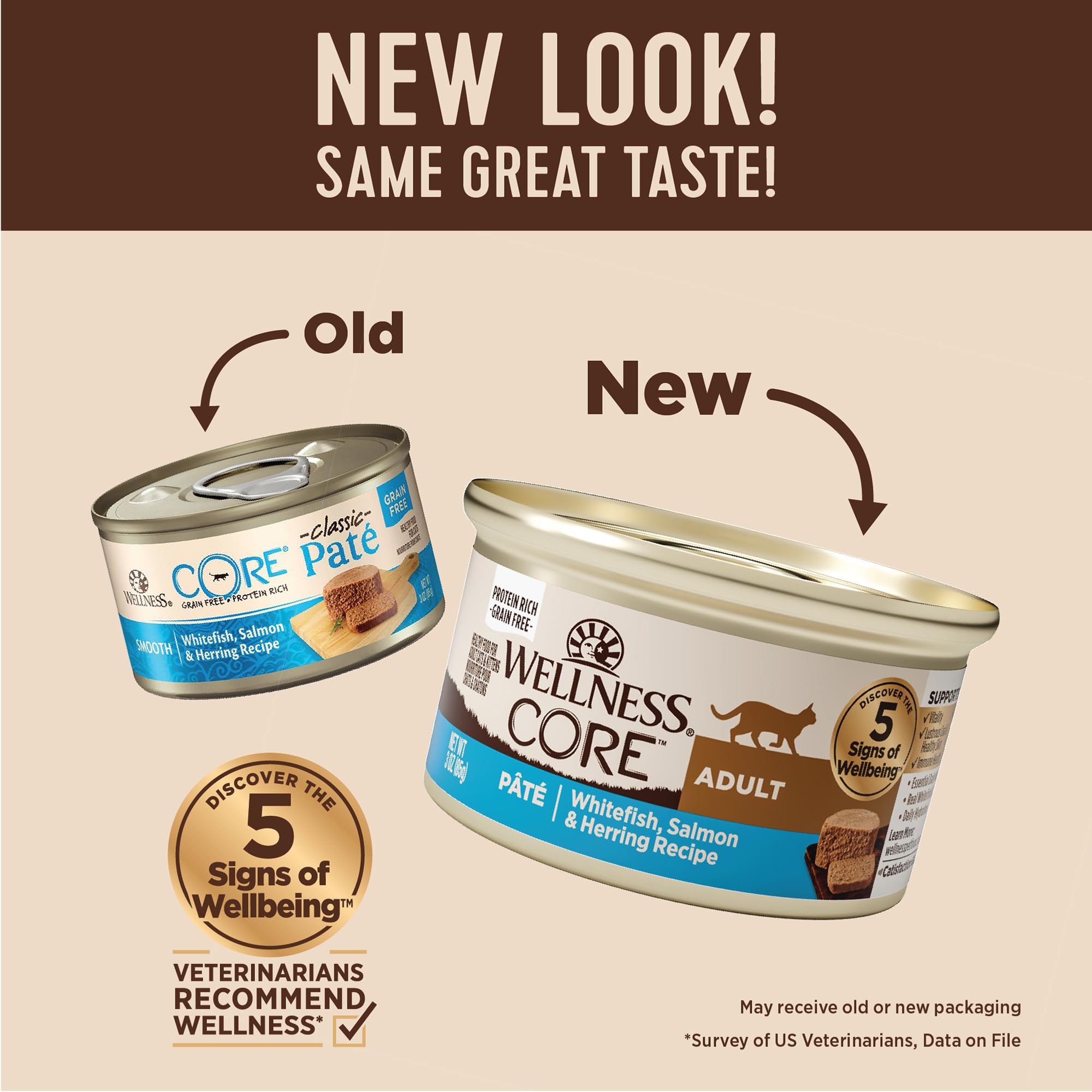 Wellness Core pate ingredient list close-up emphasizes natural protein sources.
