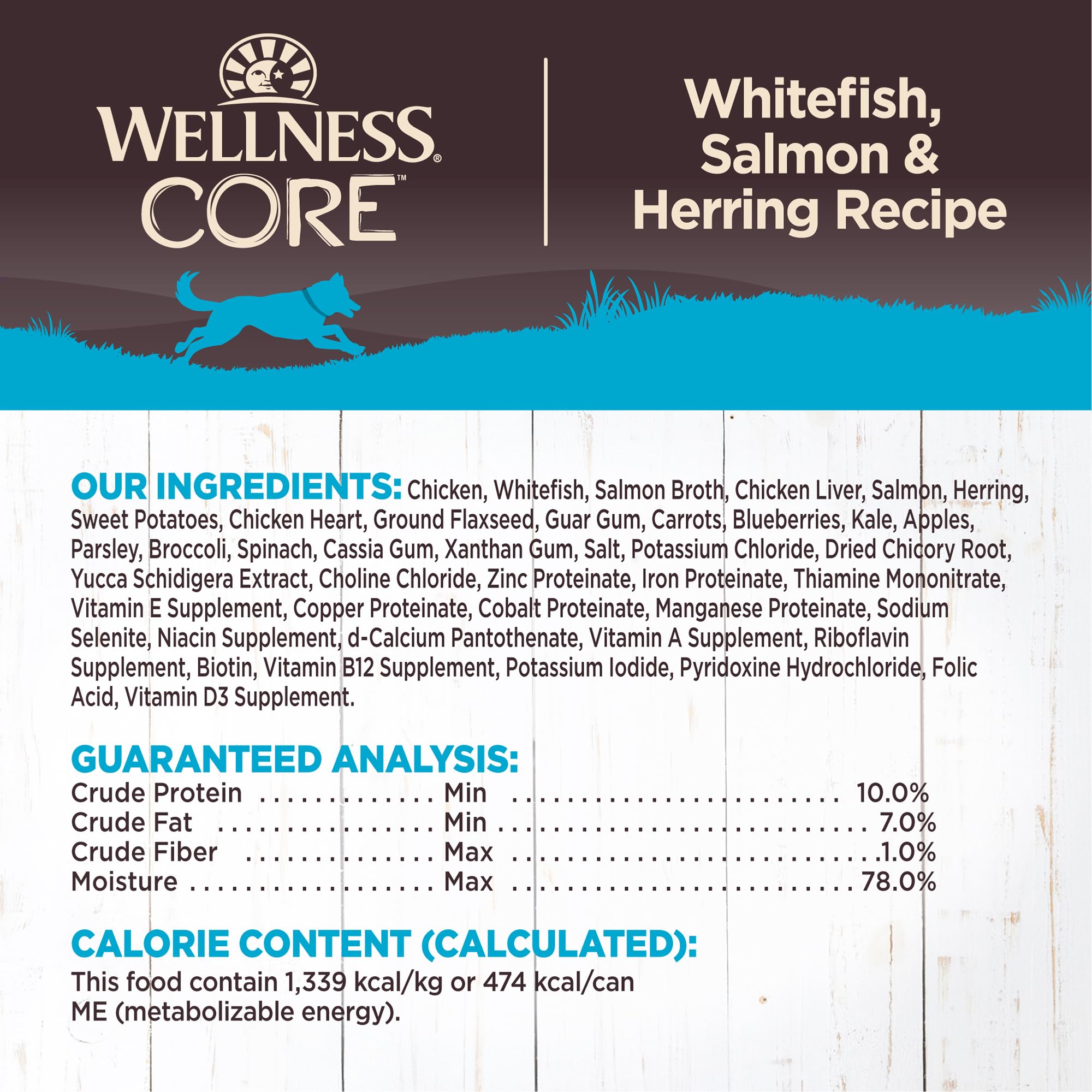 Wellness CORE Pate ingredients glance reveals sweet potatoes and greens