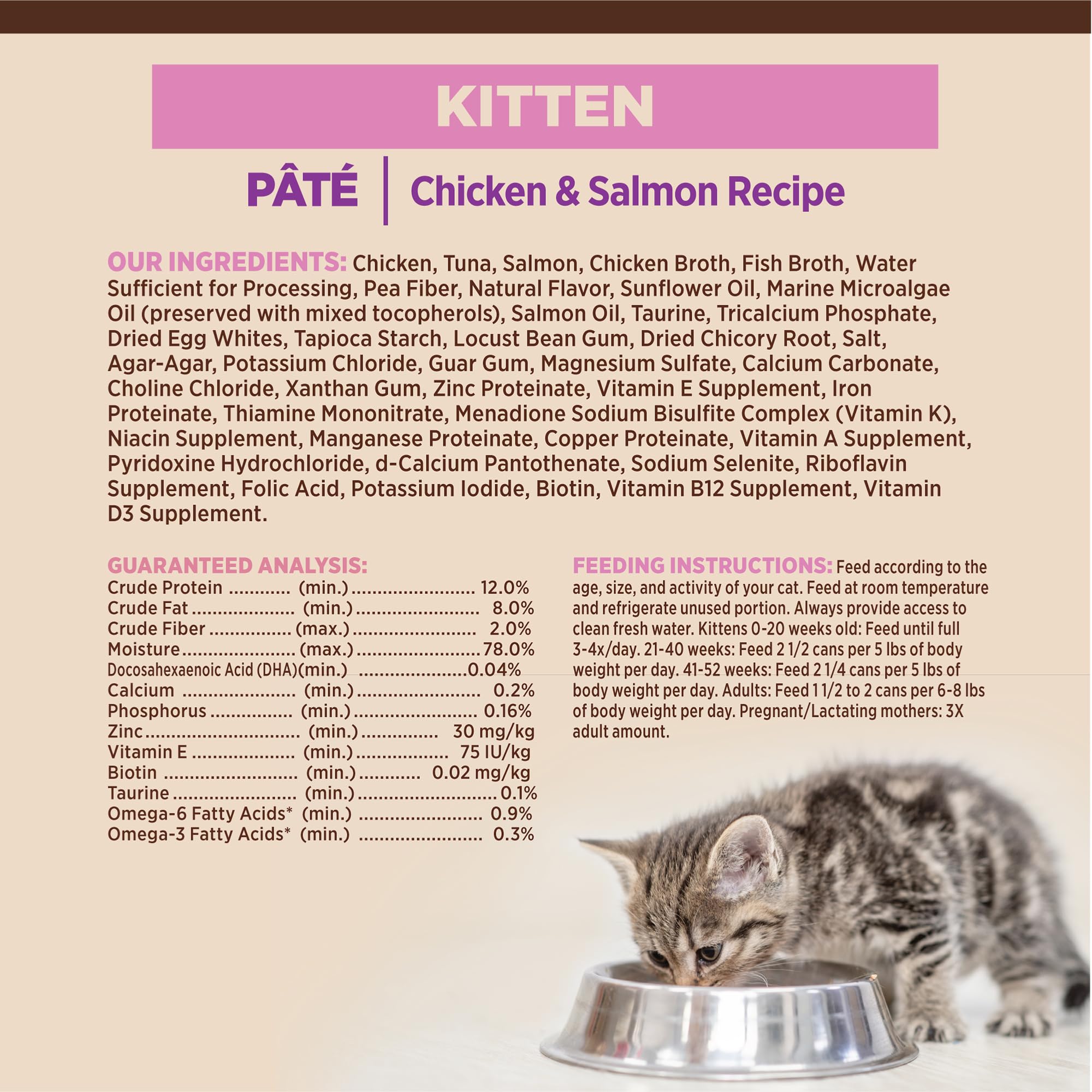 Wellness Core kitten pate includes DHA for brain development.