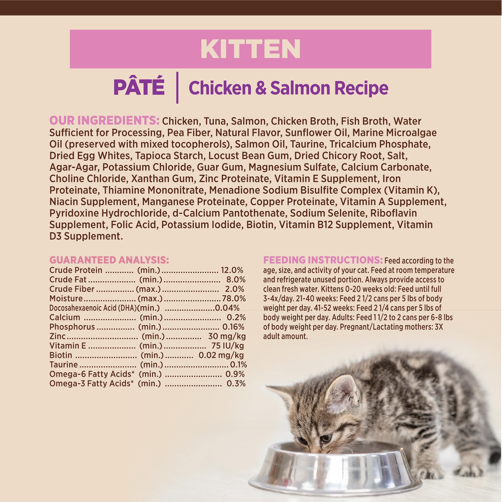 Wellness Core kitten pate includes DHA for brain development.