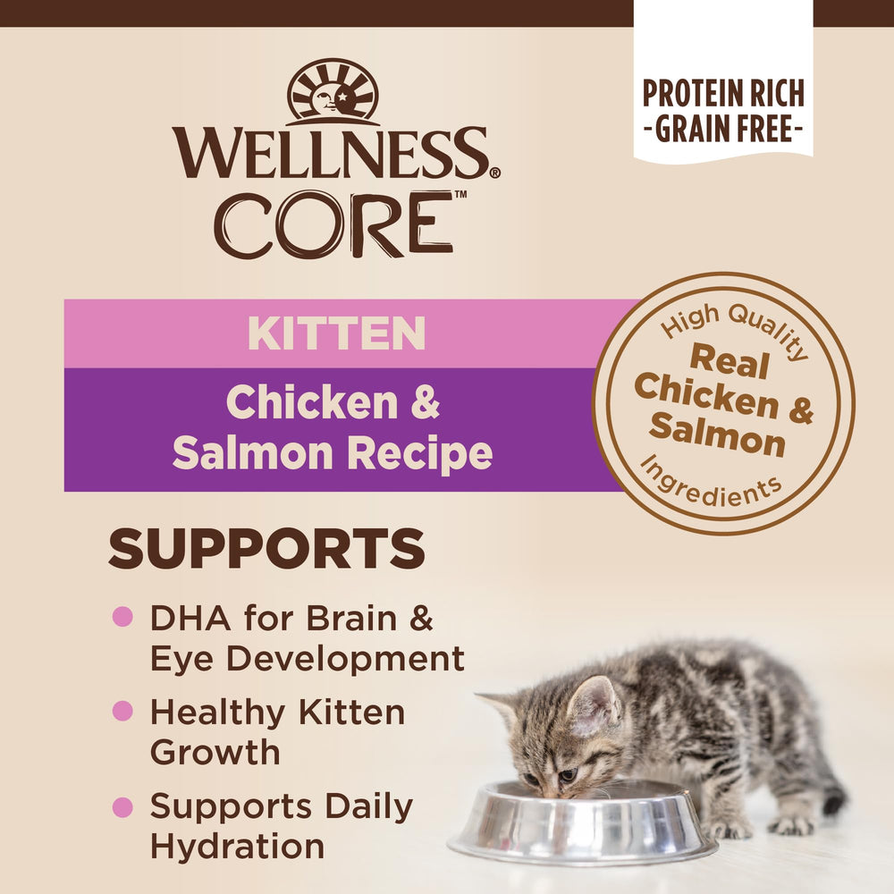 Wellness Core kitten pate ingredients closeup with chicken and salmon.