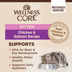 Wellness Core kitten pate ingredients closeup with chicken and salmon.