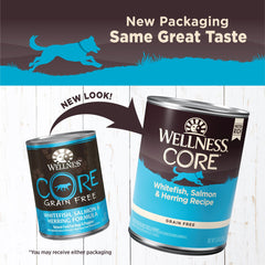 Wellness CORE Pate wet dog food in a bowl shows smooth texture for easy chewing