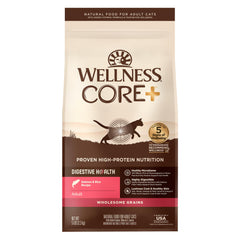 Wellness CORE+ Digestive Health salmon and rice kibble in a bowl boosts digestion and flavor