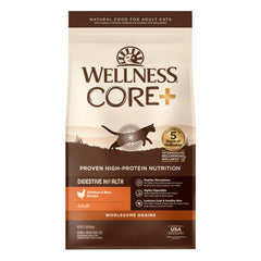 Wellness CORE+ Digestive Health kibble bag showing gut-friendly nutrition for daily wellbeing.