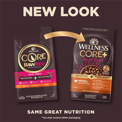 Wellness CORE+ freeze-dried turkey pieces add texture and protein variety