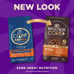 Wellness CORE+ close-up of probiotics and raw turkey pieces for digestive support