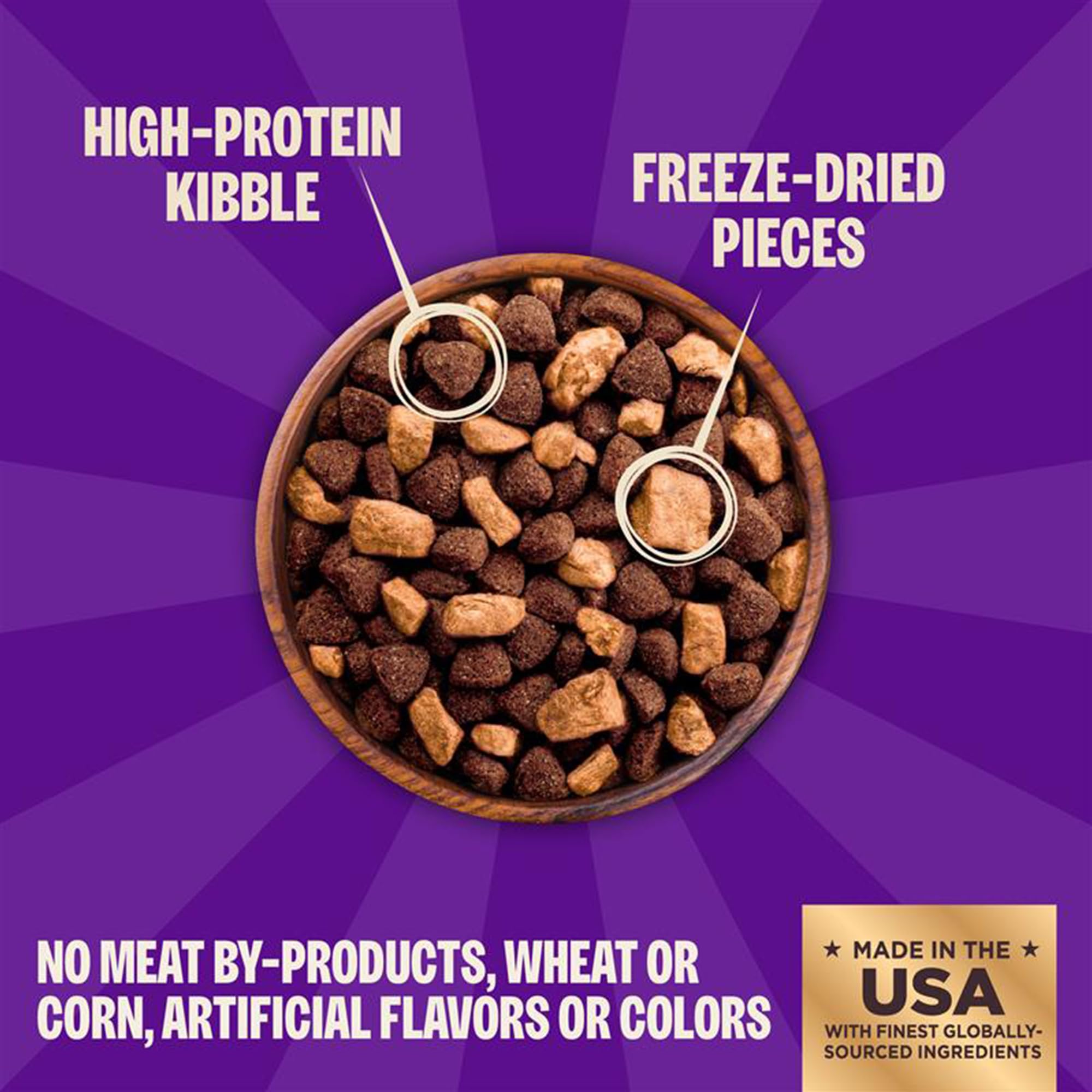 Wellness CORE+ protein-packed kibble shot showing crunch and quality ingredients