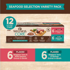 Wellness CORE Signature Selects real meat shreds highlight protein-rich meal option for cats.