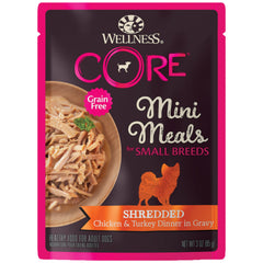 Wellness CORE Small Breed Mini Meals in gravy pouch with shredded chicken and turkey for small dogs