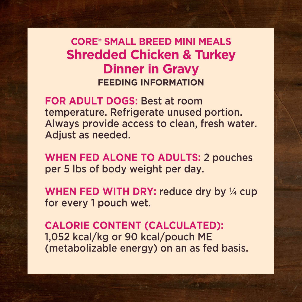 Wellness CORE Small Breed Mini Meals pack of 12 pouches for weekly meal prep