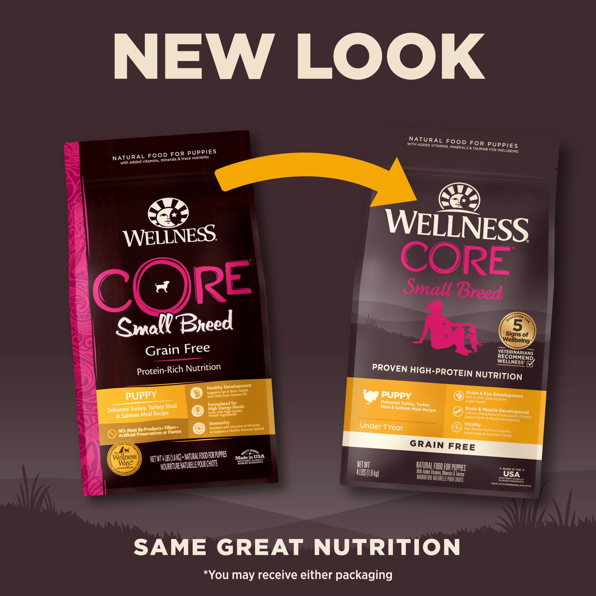 Wellness CORE feeding bowl shot; supports portion control for small dogs.