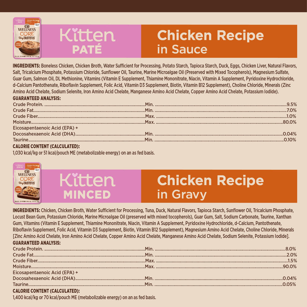 Wellness Core Tiny Tasters kitten meals without corn wheat or soy for sensitive diets