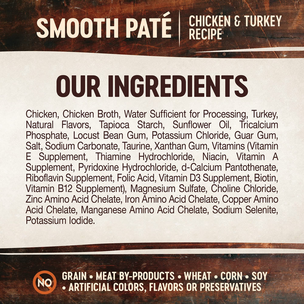 Wellness CORE Tiny Tasters Pate grain-free ingredients without corn or soy.