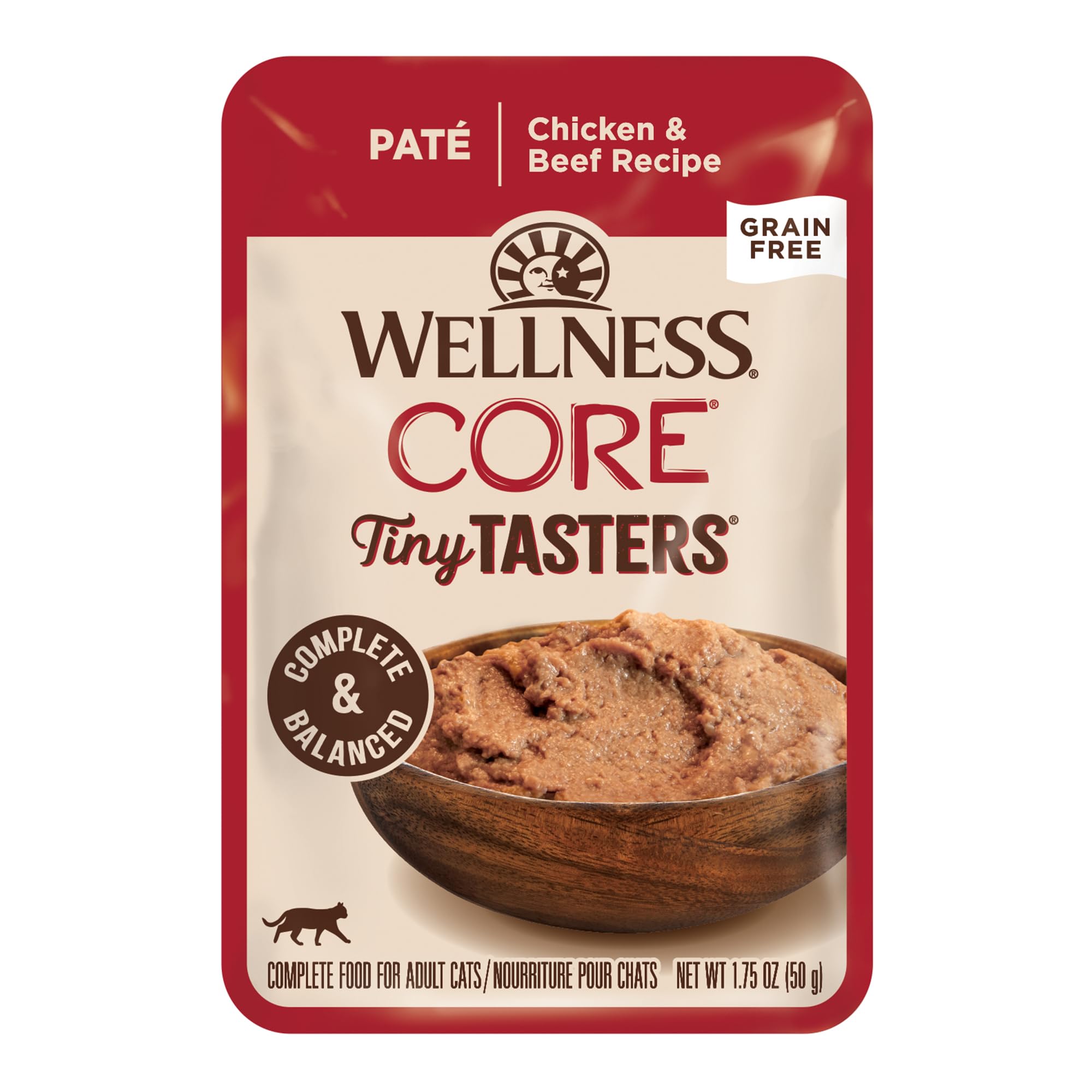 Wellness CORE Tiny Tasters pouch pack for cats enables mess-free feeding with single-serve portions.