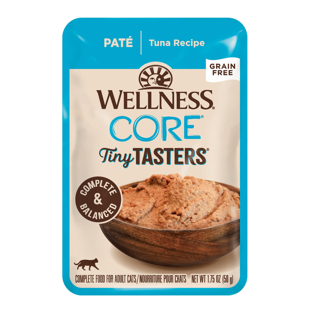 Wellness CORE Tiny Tasters Tuna Pate pouch for quick protein rich cat meals