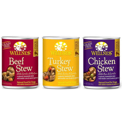 Wellness grain-free dog stew variety pack, ideal for rotating meals and keeping dogs excited.