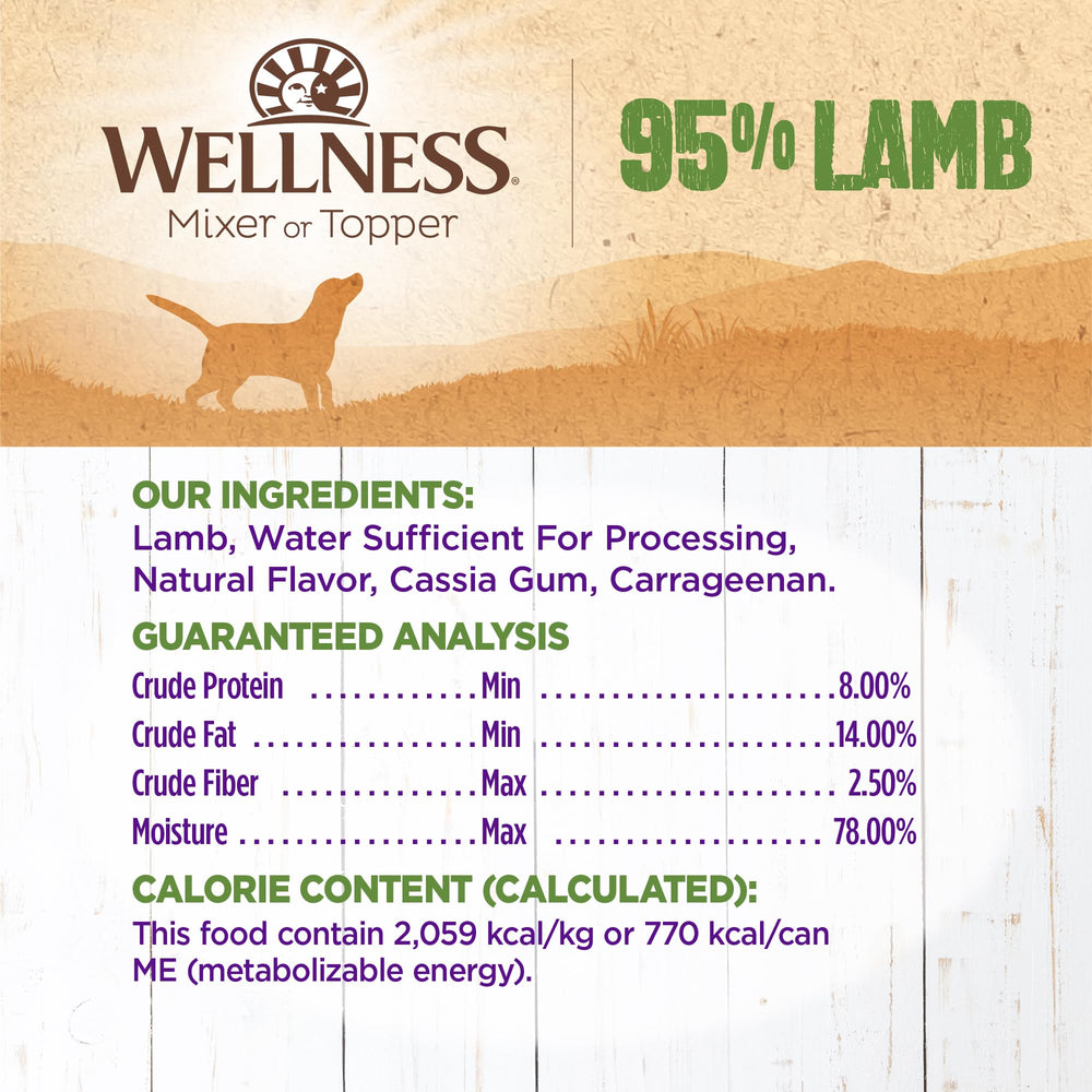 Wellness Grain-free Lamb ingredients without corn, wheat, or soy.