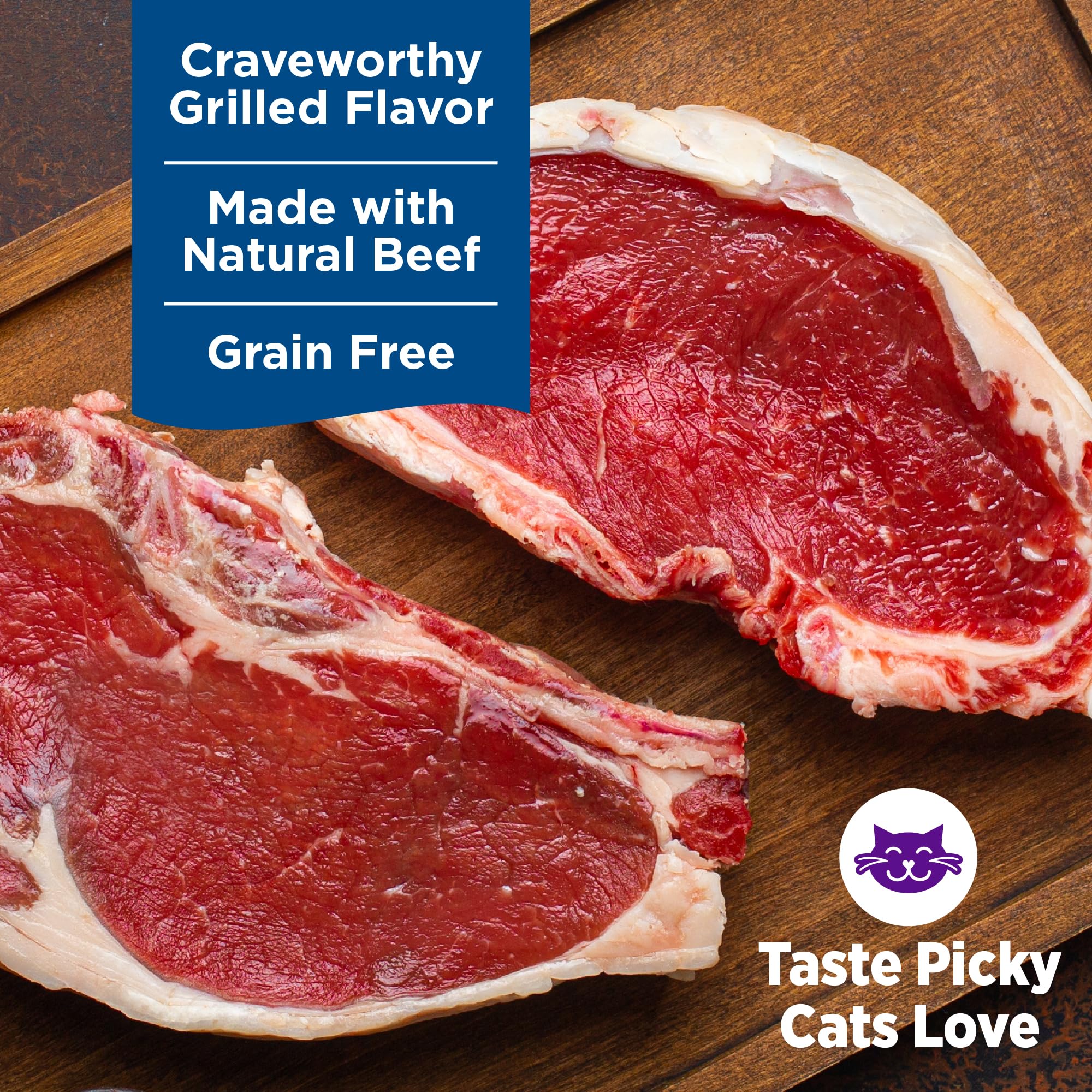 Wellness grilled meat chunks close-up highlighting real beef and lamb