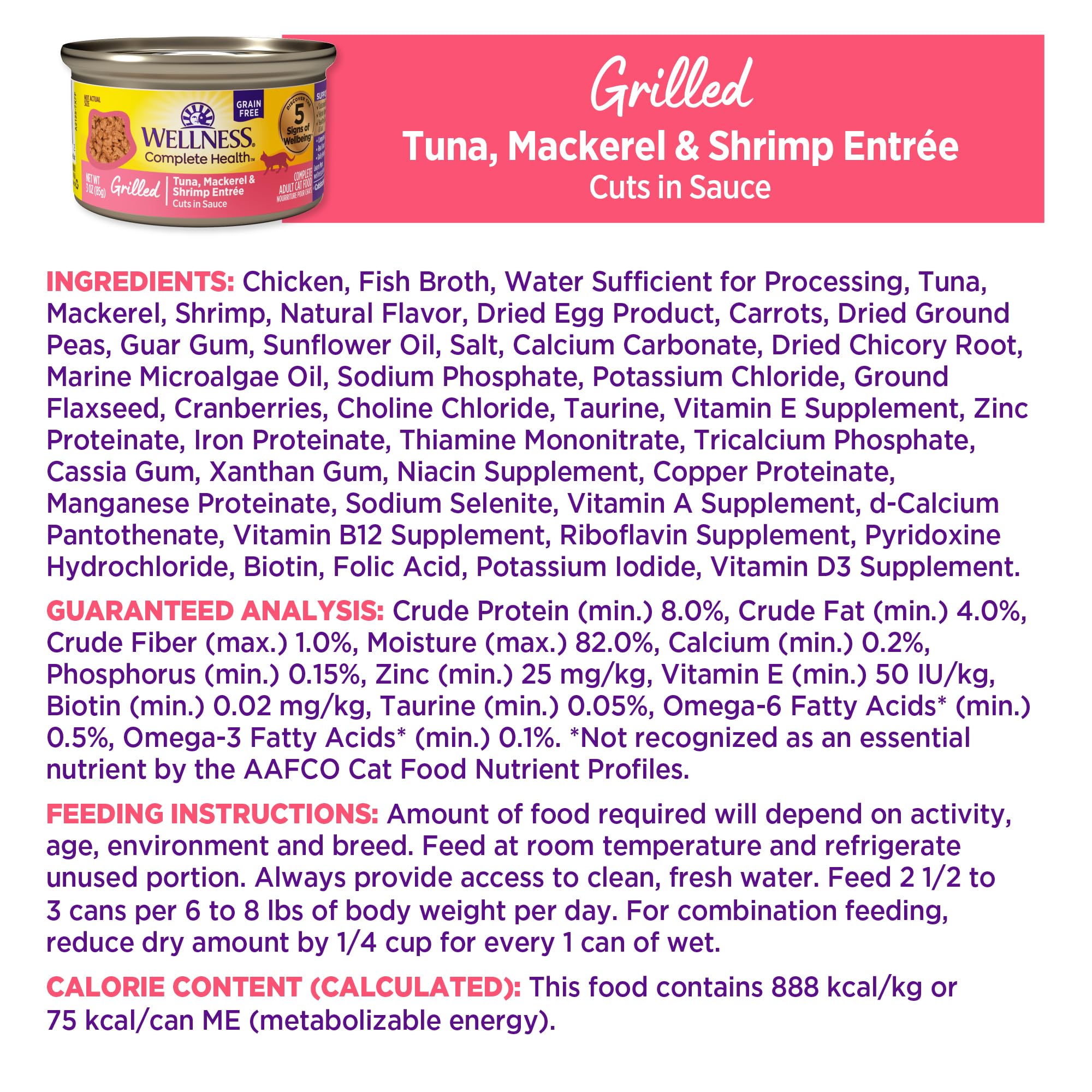 Wellness Grilled Tuna-Mackerel-Shrimp nutrition label and wellbeing framework