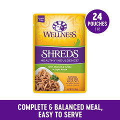 Wellness Healthy Indulgence Shreds easy-to-serve pouch simplifies daily feeding