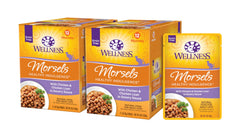 Wellness Healthy Indulgence Morsels pouch for easy, mess-free feeding.