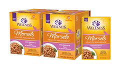 Wellness Healthy Indulgence Morsels Salmon-Tuna Pouch Open for convenient feeding