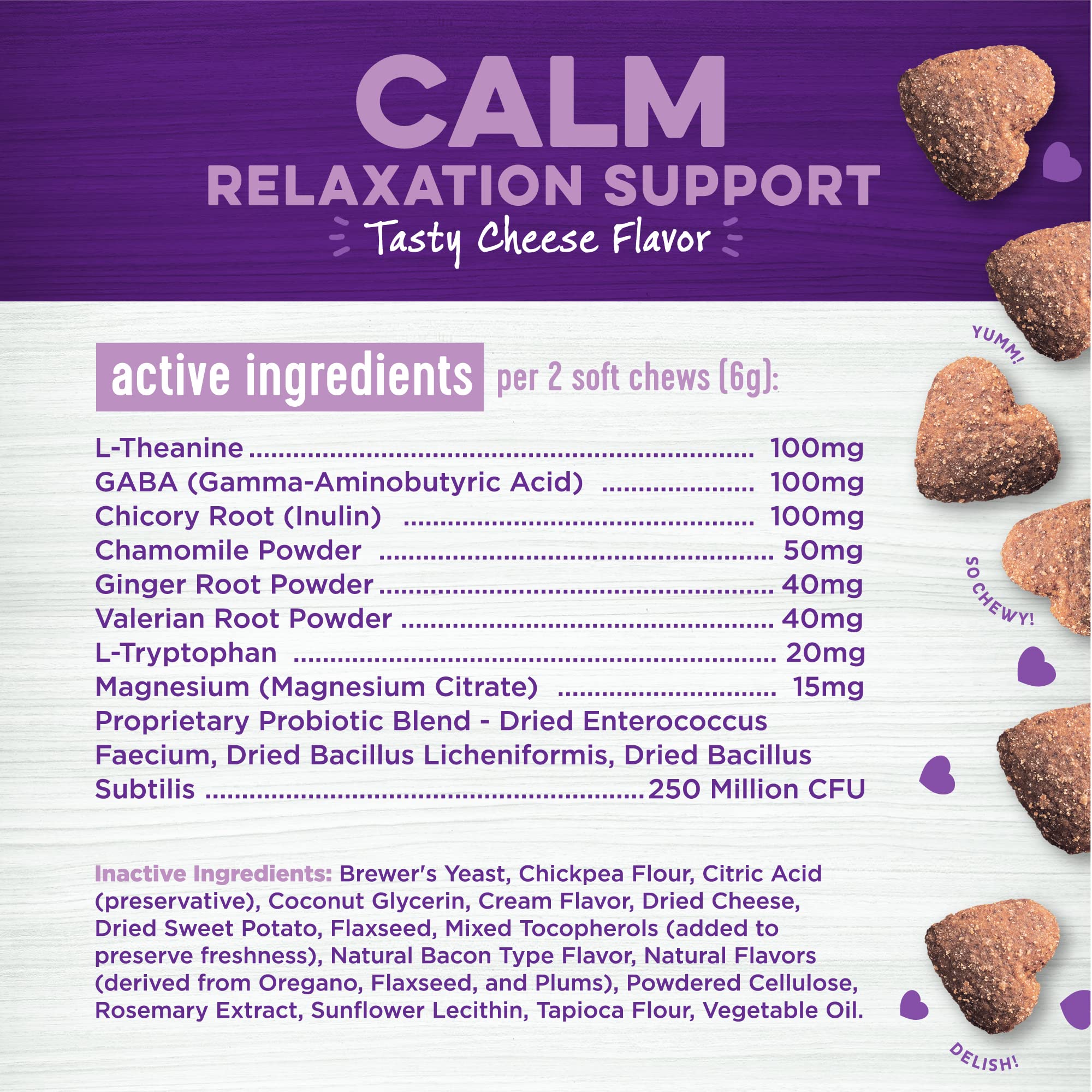 Wellnes L-Theanine and GABA ingredients infographic focus on calming compounds.