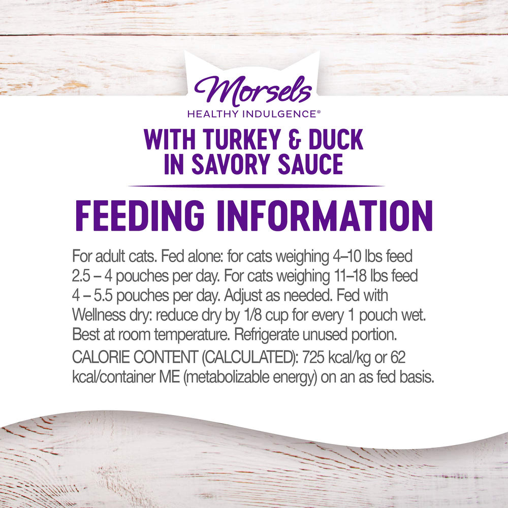 Wellness Morsels grain-free packaging highlights turkey-duck recipe.