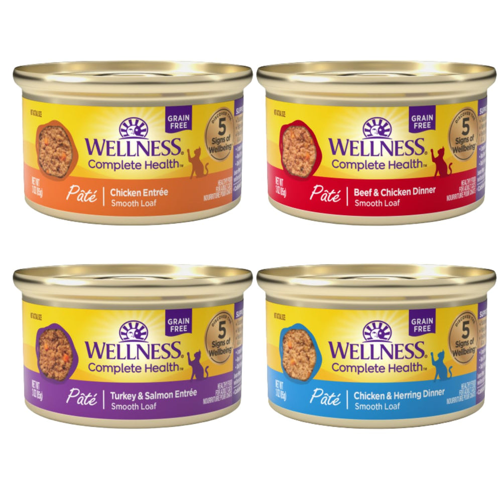 Wellness Natural Cat Premium pâté ingredient panel close-up highlights wholesome ingredients.