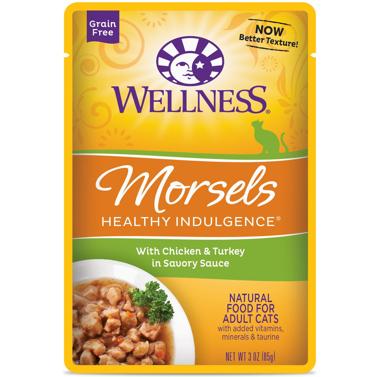 Wellness morsels-chicken-turkey provide balanced daily nutrition.