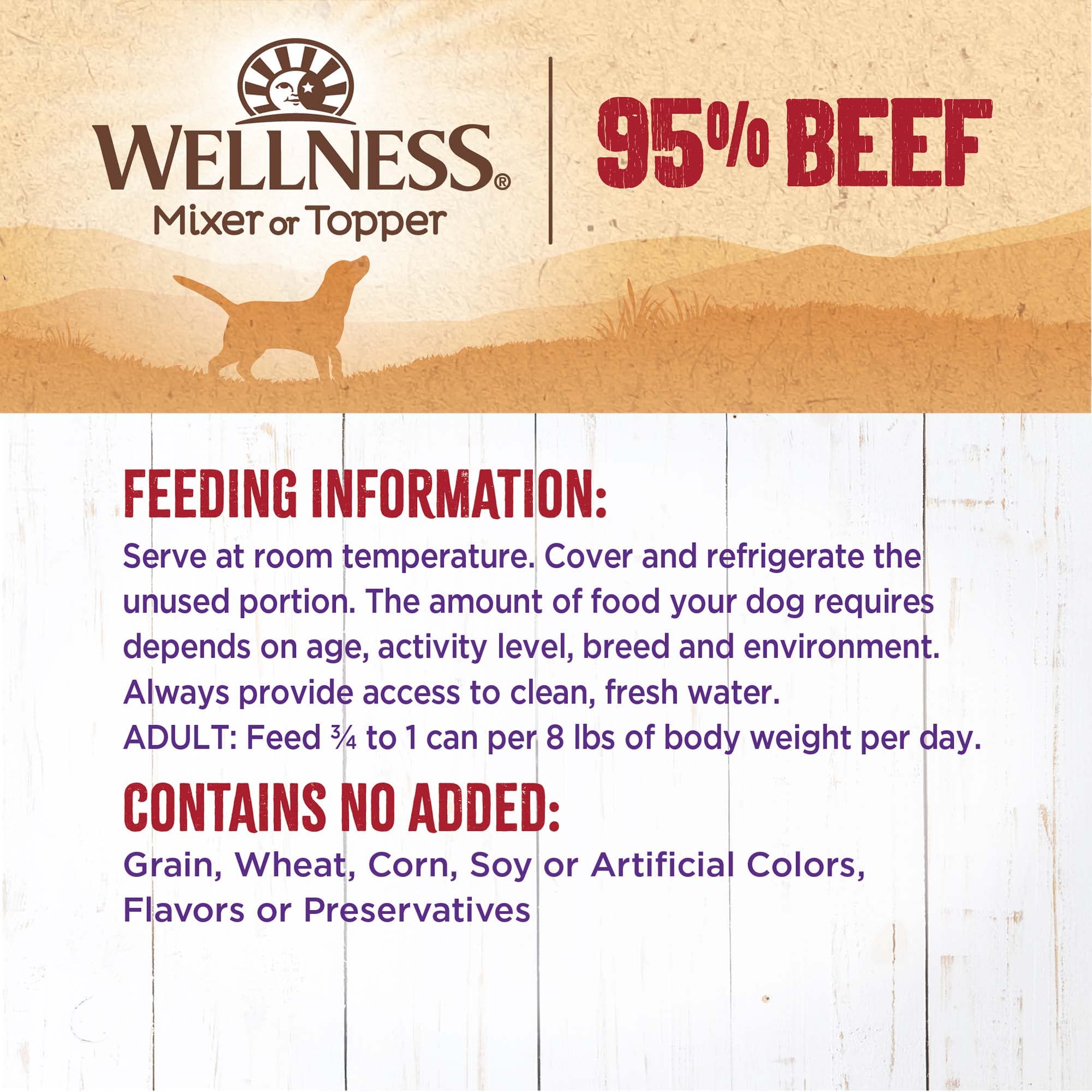 Wellness no corn, wheat, or soy formula supports clean eating.