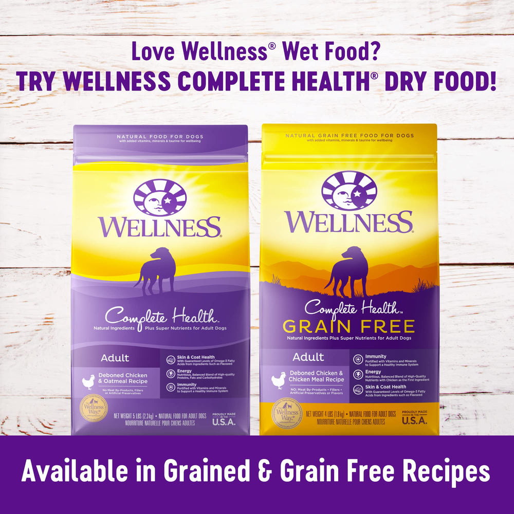Pack of six Wellness pate cans promotes convenient meals