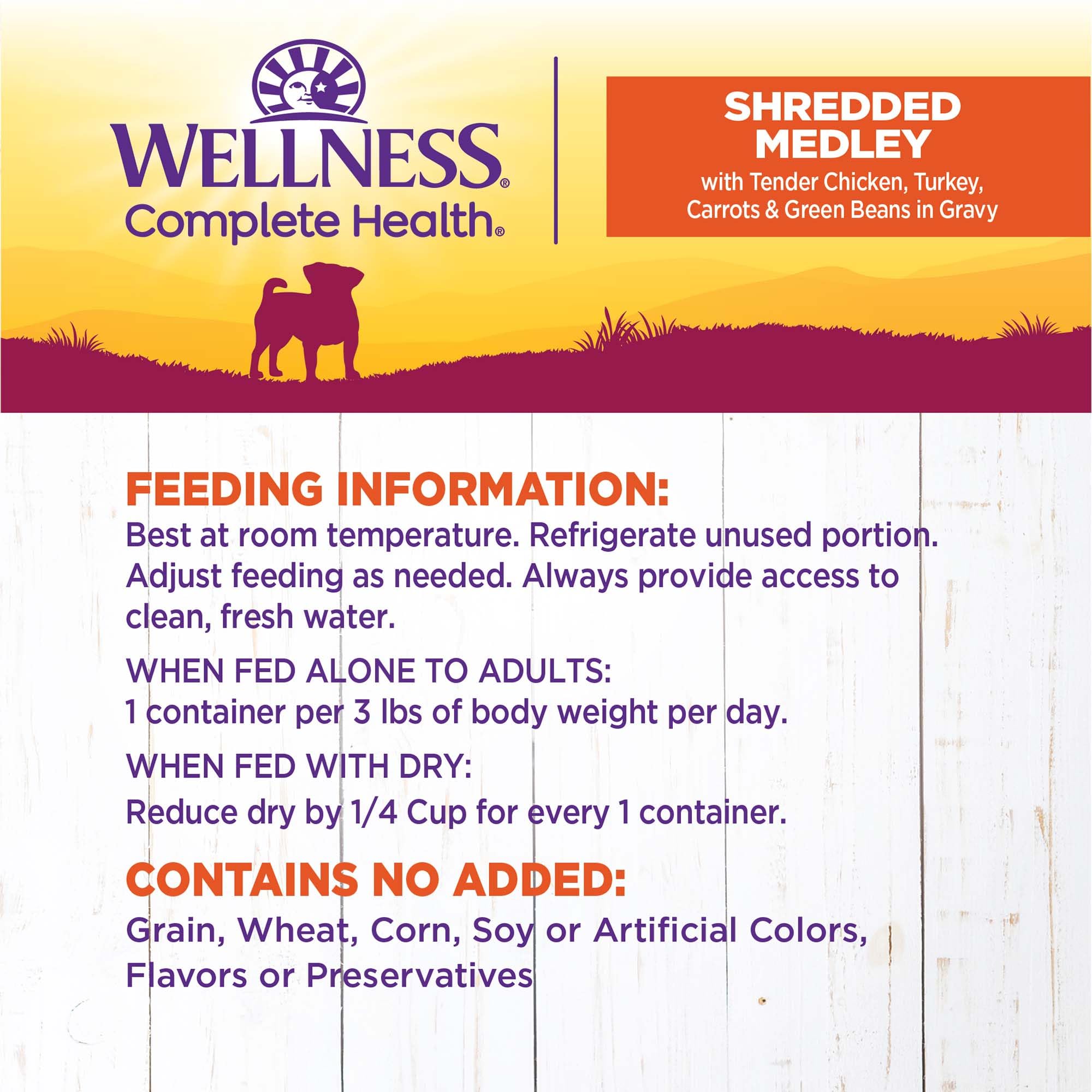 Wellness Petite Entrees packaging emphasizes no meat by-products for cleaner ingredients