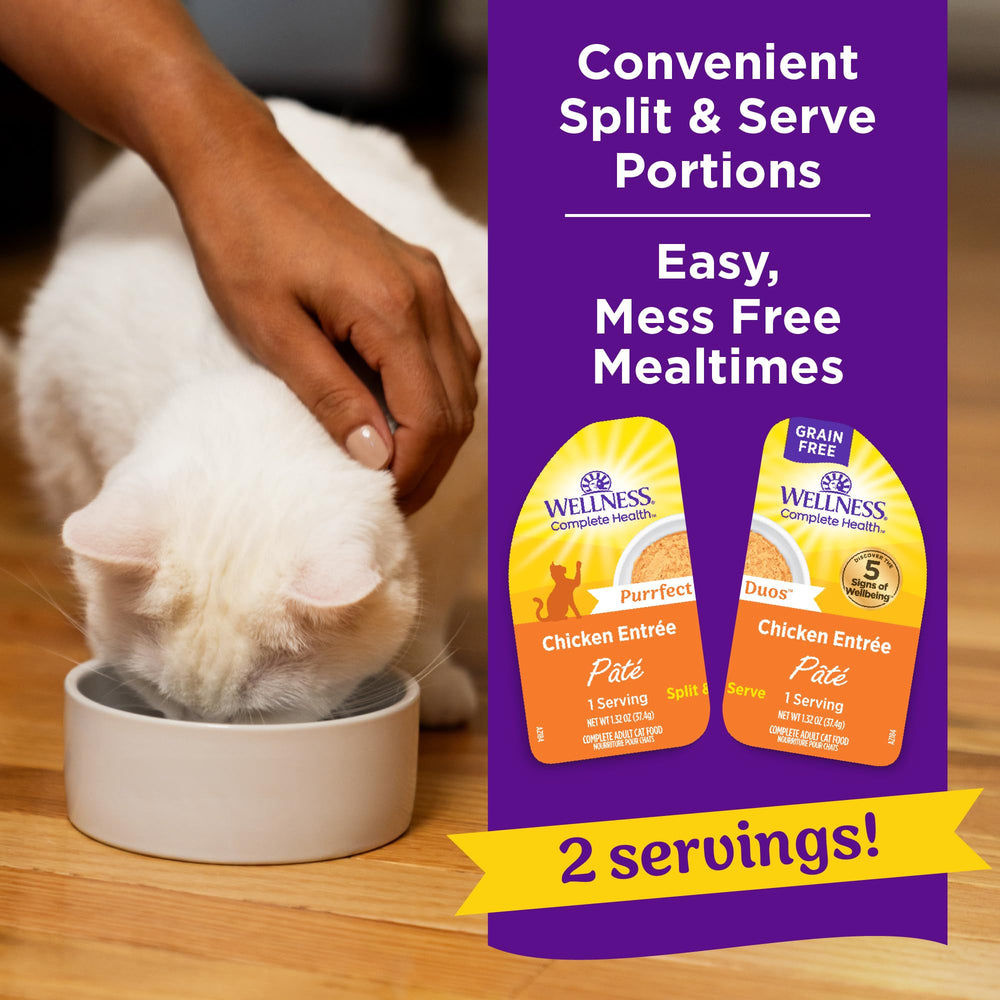 Wellness Purrfect Duos Chicken Pate moisture-rich formula for hydration.