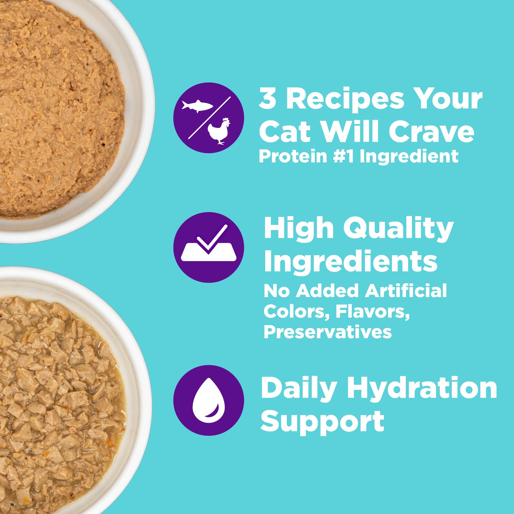 Wellness Purrfect Duos chicken-turkey-liver-gravy cups offer rich flavors and moisture.