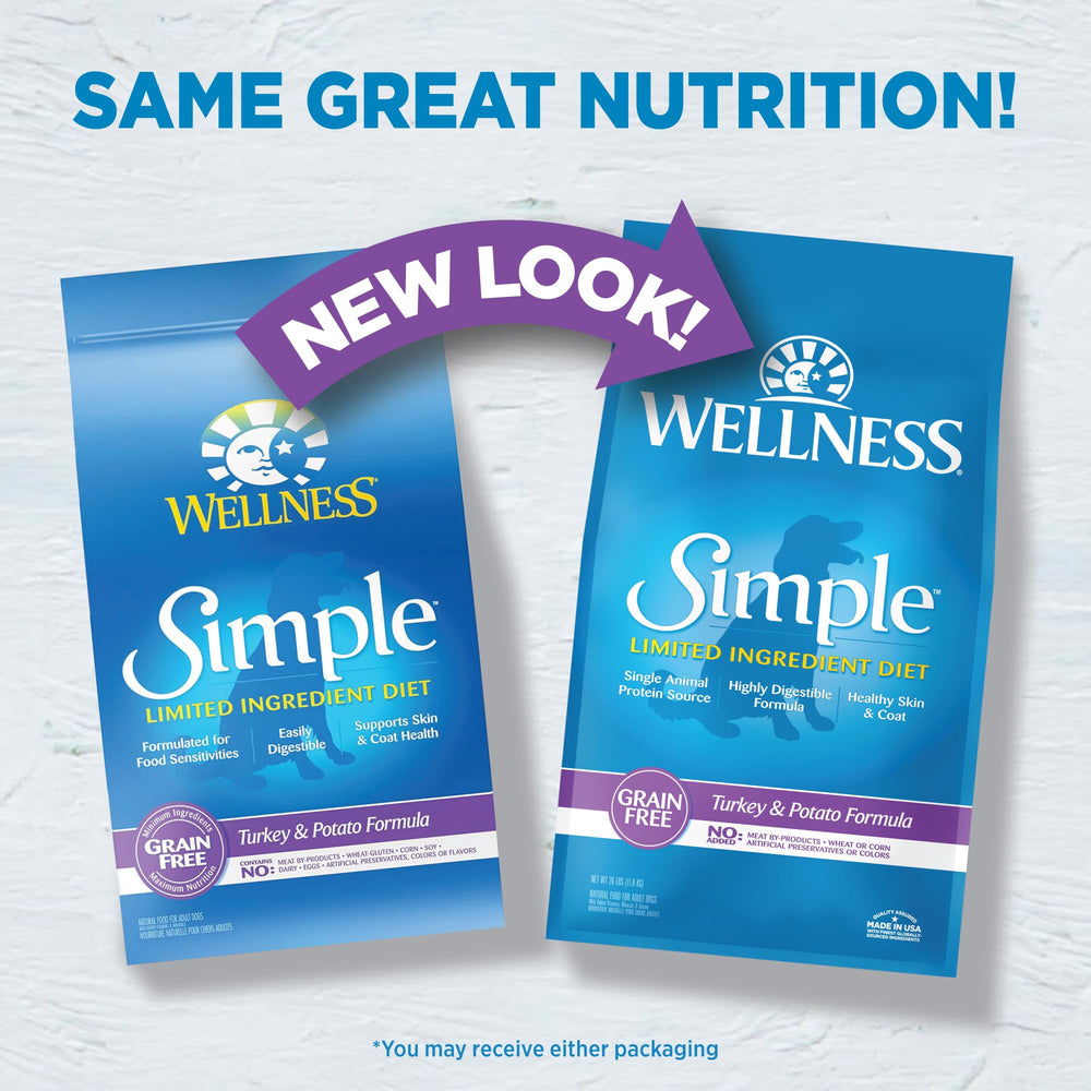 Wellness Simple kibble close-up showing turkey and potato recipe