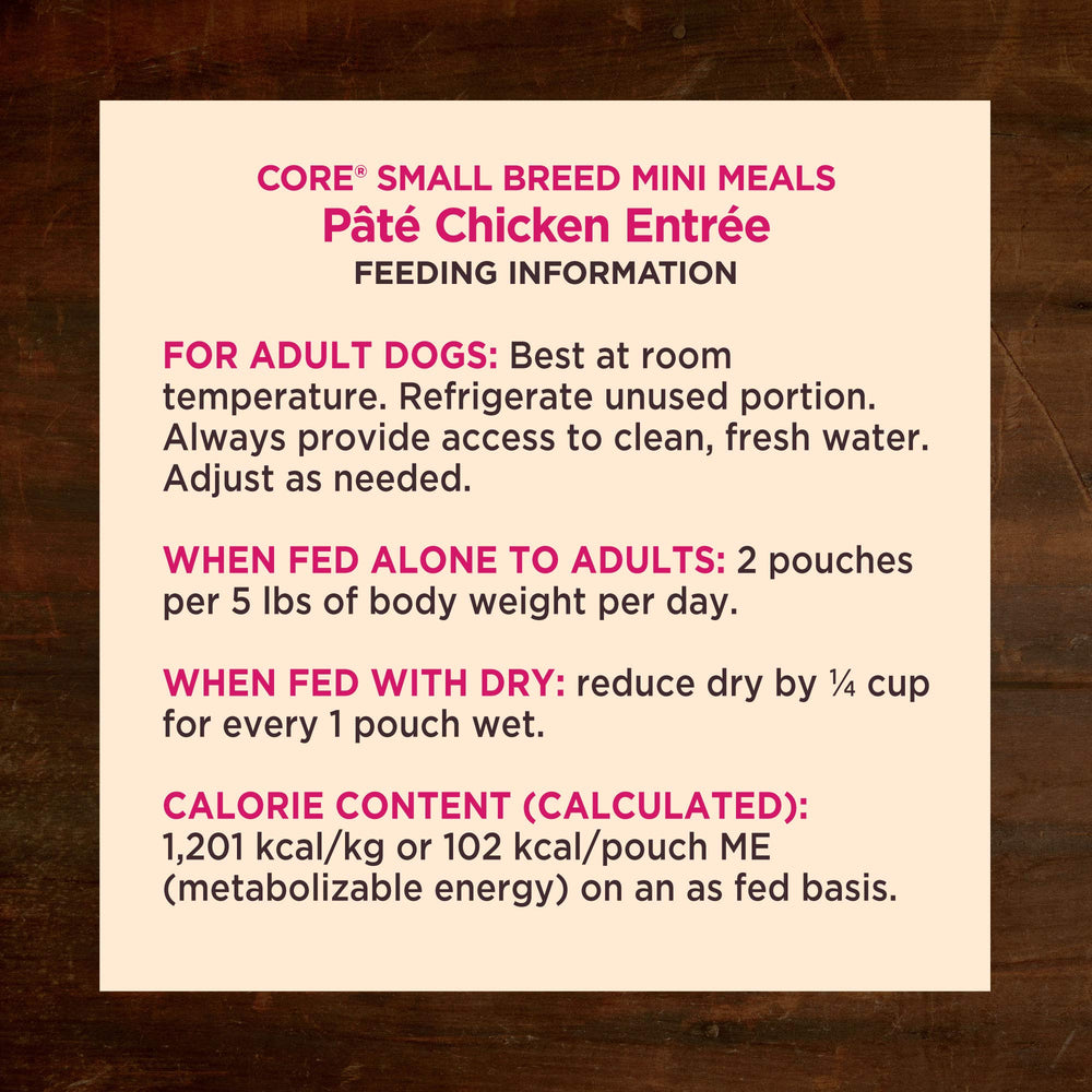 No corn, wheat, or soy claim on Wellness CORE small breed pate