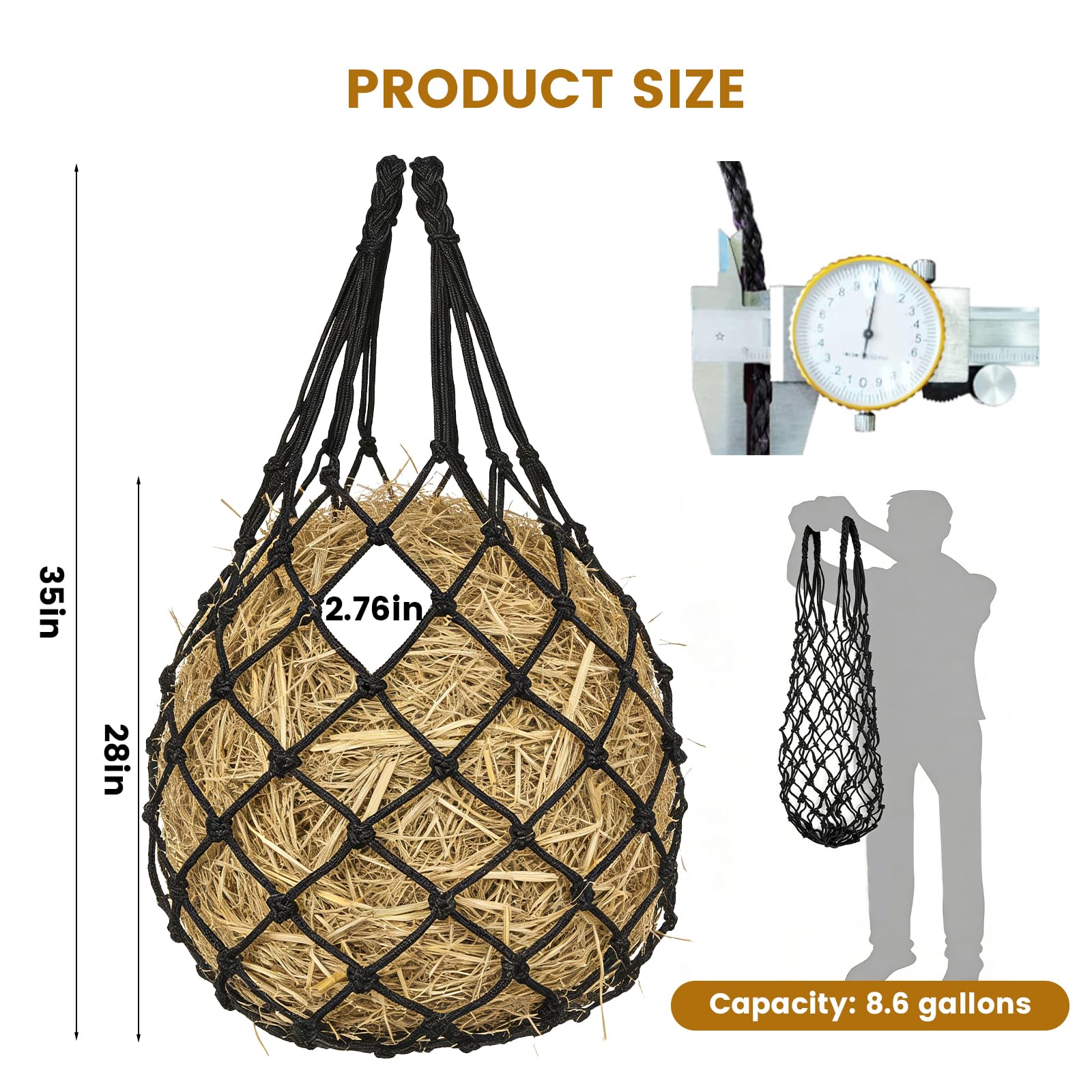 Wellovar hay net includes carabiner clip for secure pockets during use.