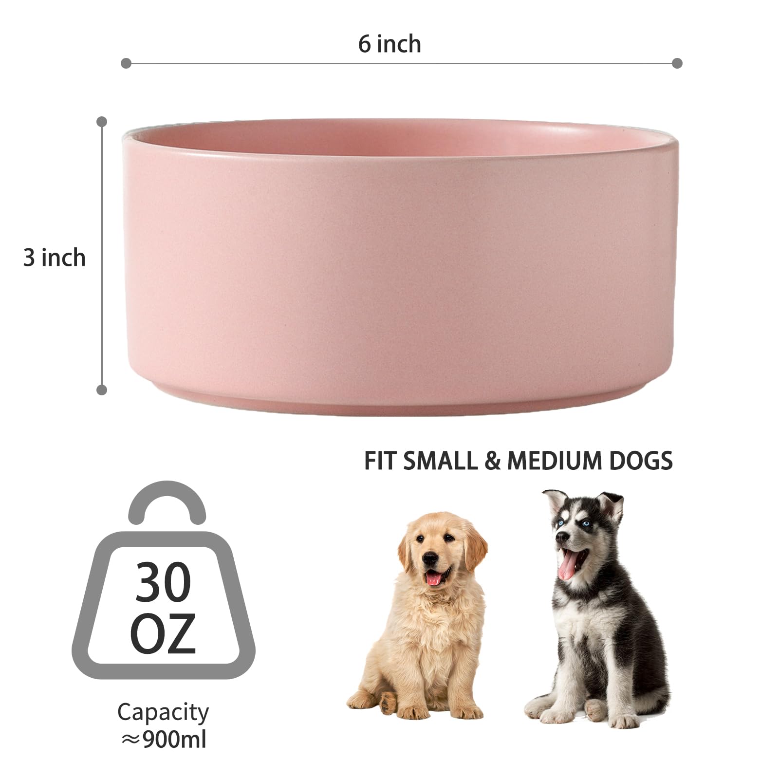 Welloyed 30 oz pink dog bowl with generous capacity for meals or water