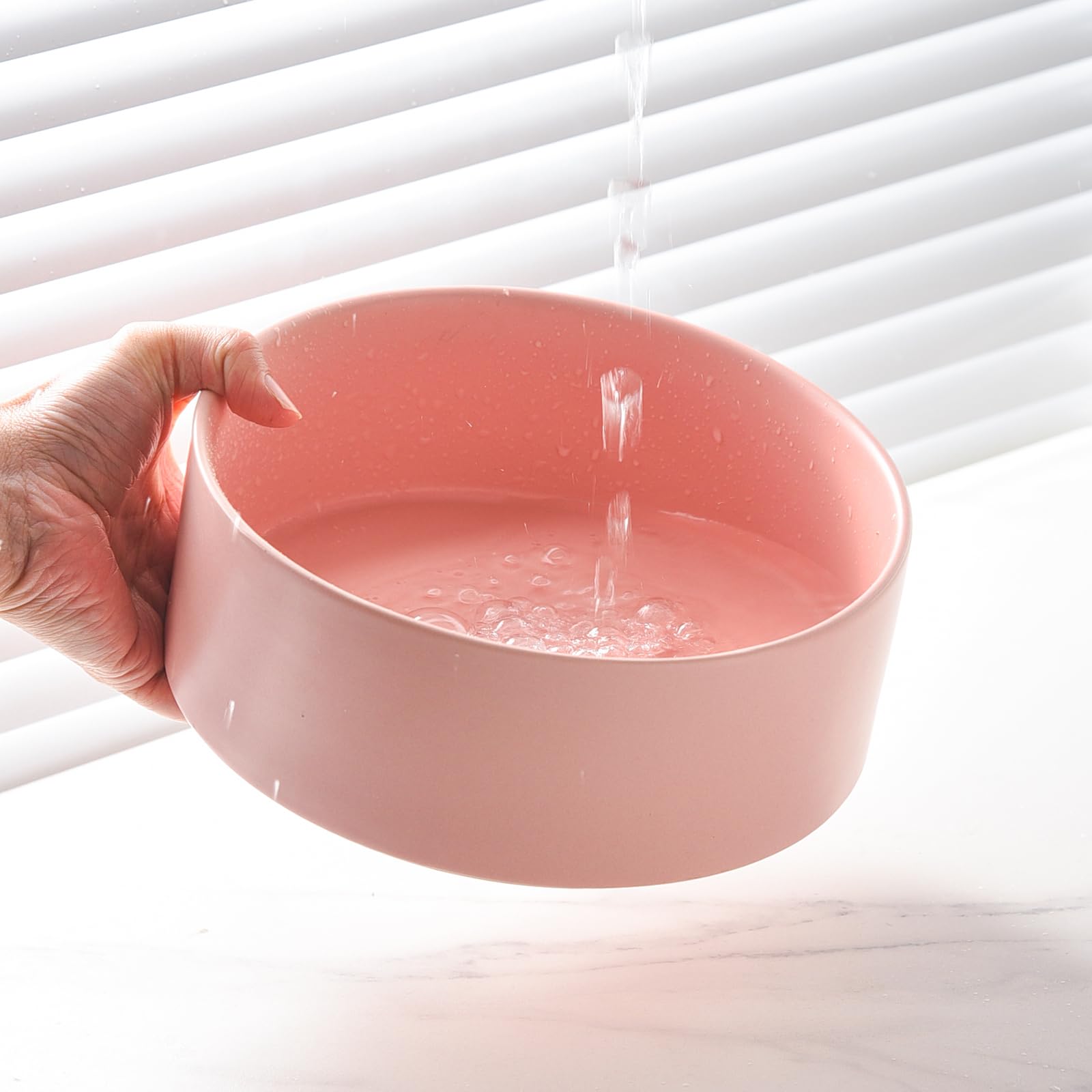 Welloyed heavy-duty ceramic pink bowl designed for daily use