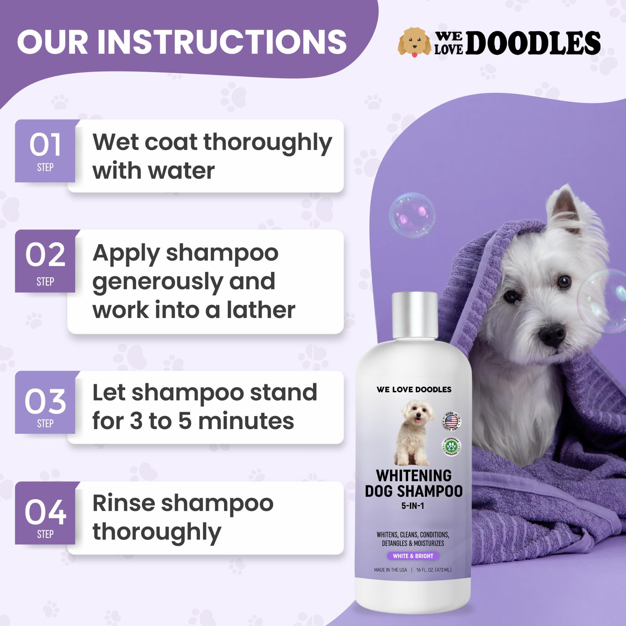 We Love Doodles gentle formula label emphasizes skin-friendly grooming.